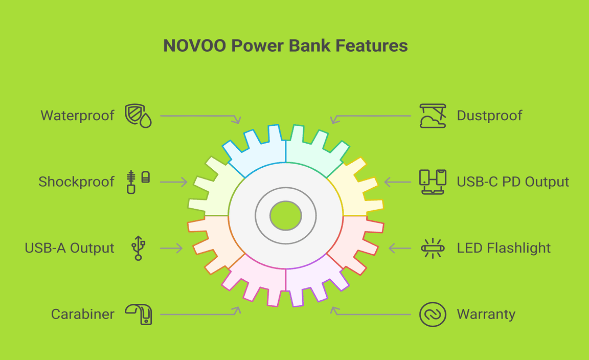 NOVOO Waterproof Portable Charger 18W PD High-Speed 10000mAh Power Bank