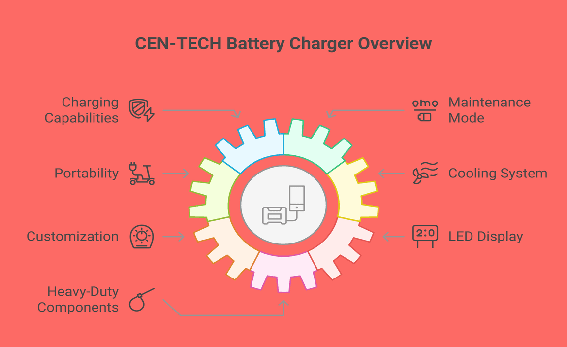 CEN-TECH 2/10/40/200A 6/12v Automatic Battery Charger With Engine Jump Start